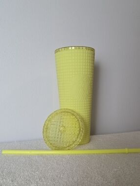 Starbucks Neon Yellow Textured Tumbler with Straw